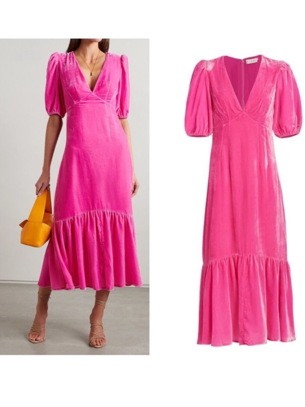 Rhode Pink Velvet Ester Dress Size 8